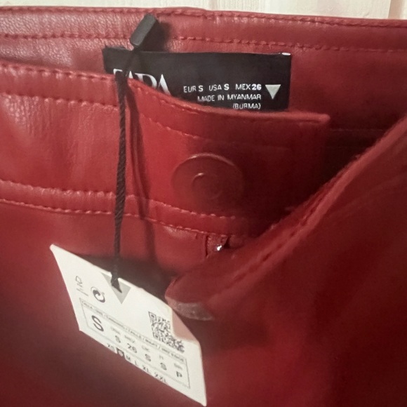 Zara Red Faux Leather Leggings S NWT - Picture 4 of 8